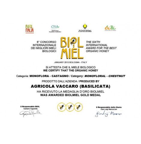 Premio Miele biologico di castagno