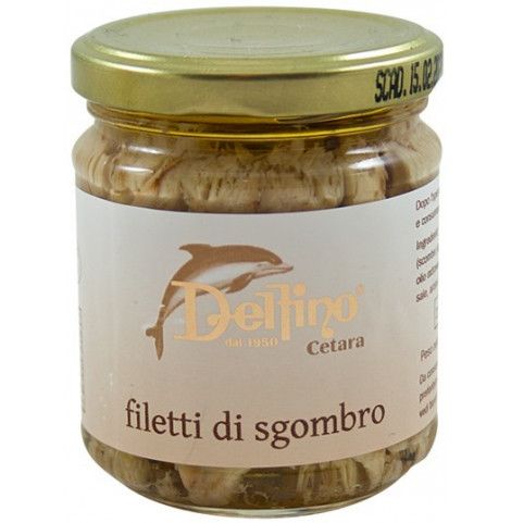 Filetto spinato di sgombro del mediterraneo conservato in olio d'oliva Filetto spinato di sgombro del mediterraneo conservato in olio d'oliva