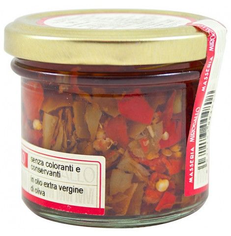 Olio santo, peperoncino piccante a pezzetti in olio extra vergine