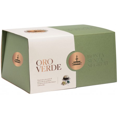 Panettone artigianale al pistacchio siciliano Oro Verde prodotto da Fiasconaro Panettone artigianale al pistacchio siciliano Oro Verde prodotto da Fiasconaro