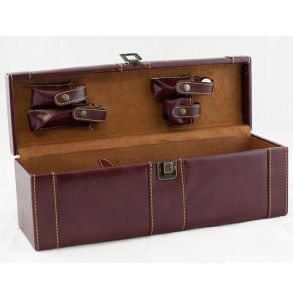 Portabottiglie in ecopelle con attrezzi da sommelier