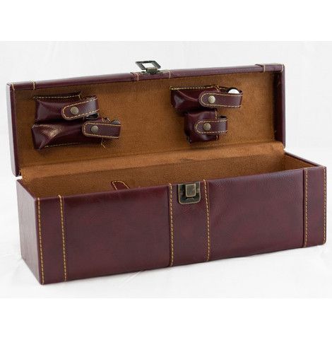 Portabottiglie in ecopelle con attrezzi da sommelier Portabottiglie in ecopelle con attrezzi da sommelier