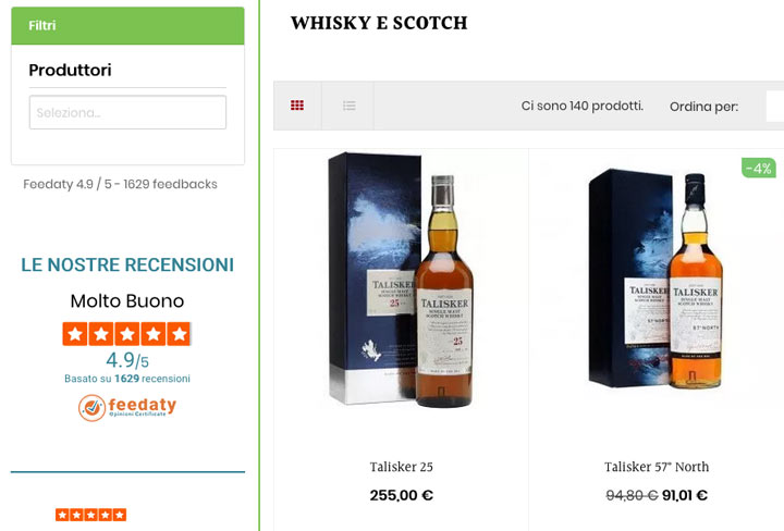 recensioni ecommerce whisky