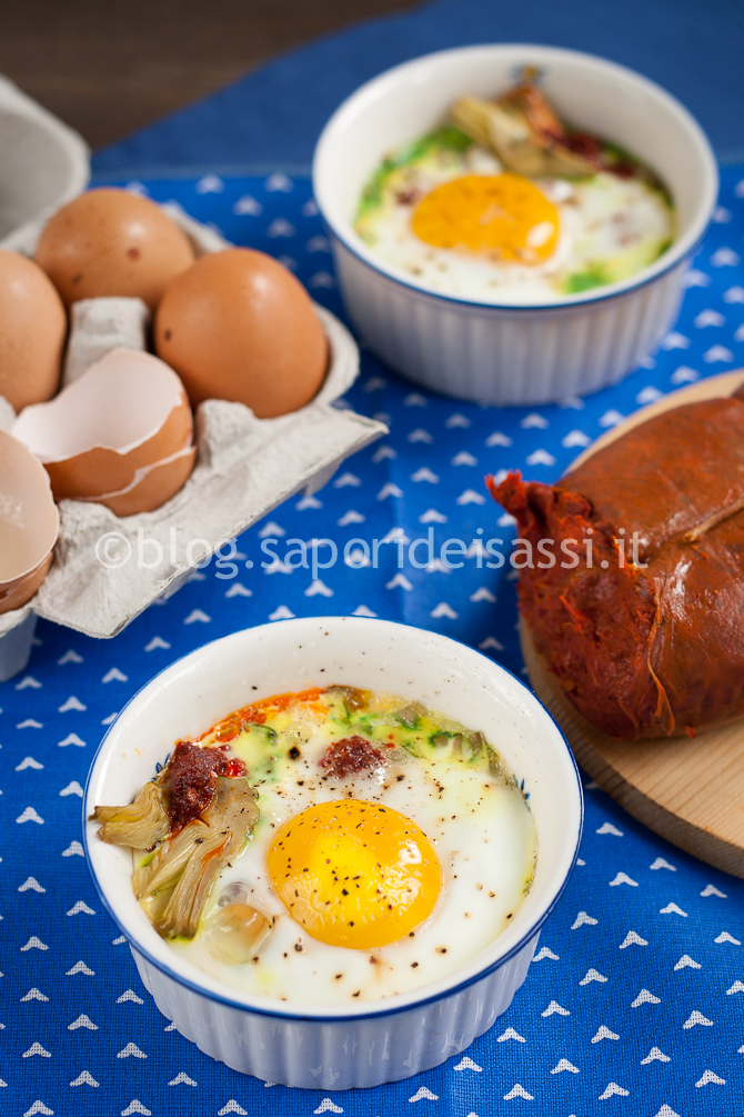 Uova in Cocotte con Carciofi e Nduja di Spilinga